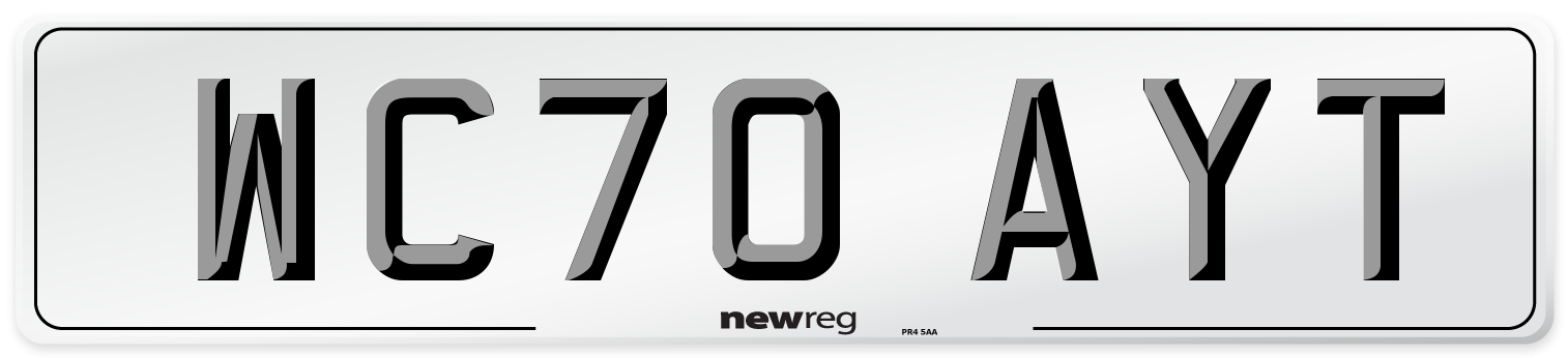 WC70 AYT Number Plate from New Reg